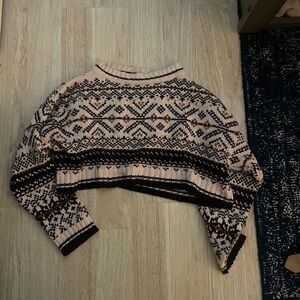 BDG Beige and Brown Crop Knit Sweater